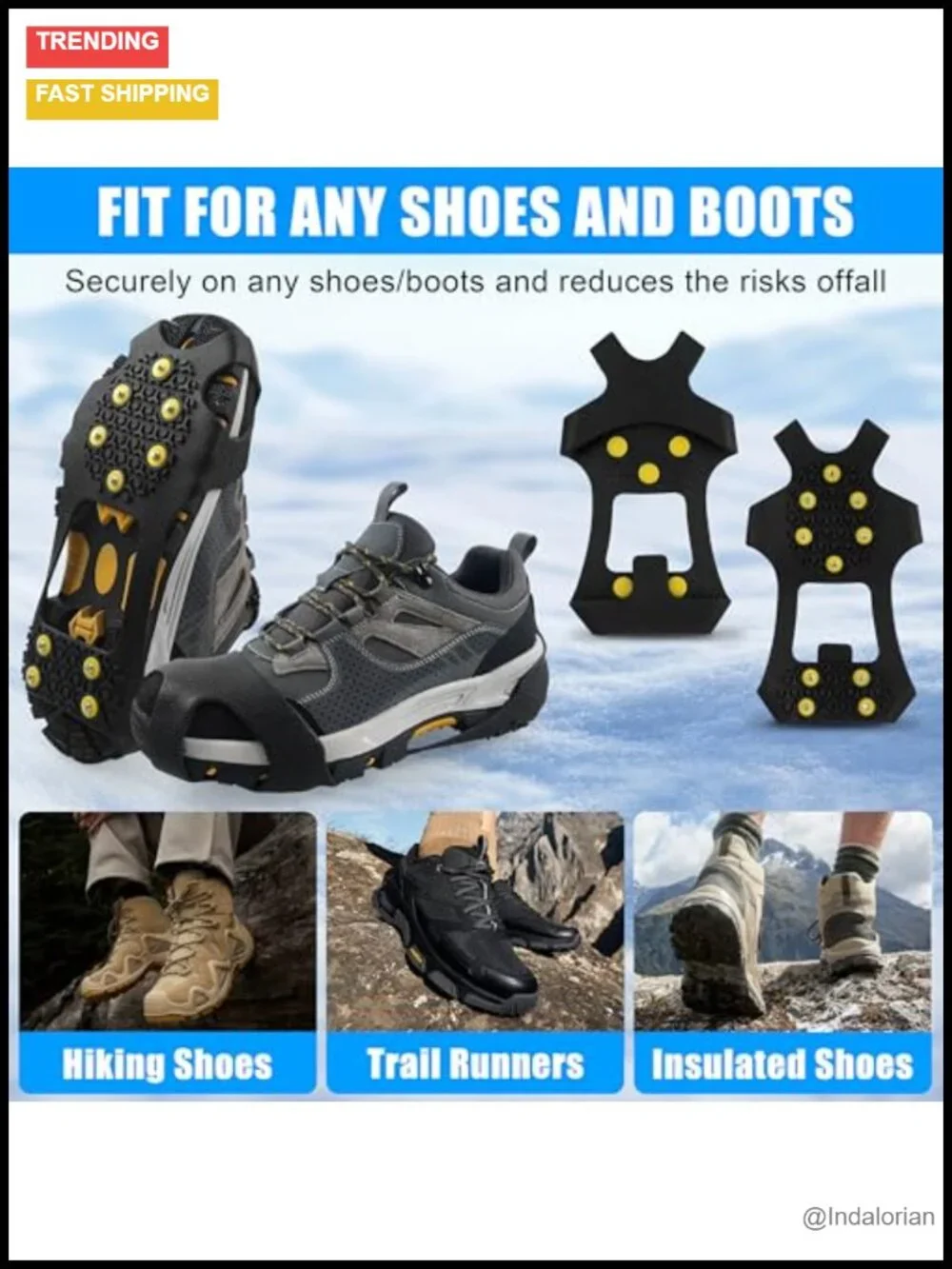 Non Slip Ice Cleats Overshoe for Walking on Snow and Ice Rubber Crampons with